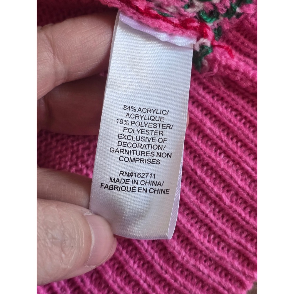 NWOT Strawberry Shortcake Pink Knit Sweater Vest Embroidered Heart Sequin Med - Picture 13 of 14